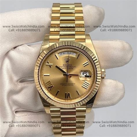 swissmade rolex daydate gold replica|rolex super clones price.